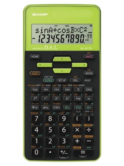Sharp EL-531TH, Pocket, Scientific, 10 digits, 2 lines, Battery, Black, Green